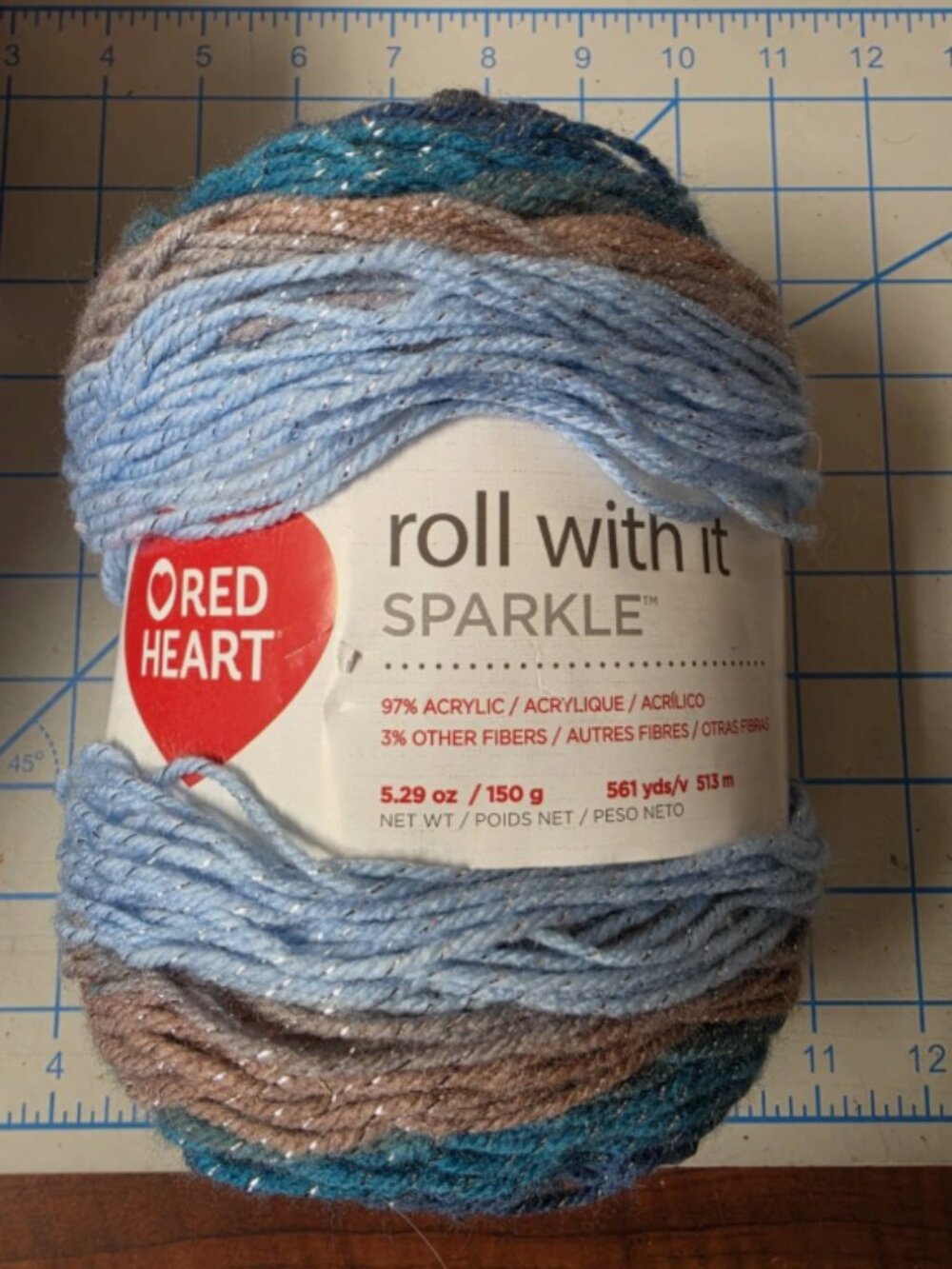 RED HEART- ROLL WITH IT -opal SPARKLE YARN Partial 4 Oz